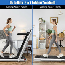 Load image into Gallery viewer, 2-in-1 Electric Motorized Health and Fitness Folding Treadmill with Dual Display-Silver
