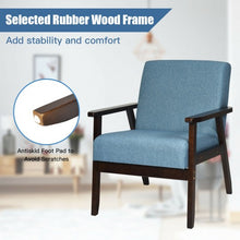 Load image into Gallery viewer, Solid Rubber Wood Fabric Accent Armchair-Blue
