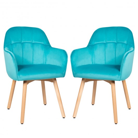 Set of 2 Mid-Back Accent Leisure Armchairs-Blue