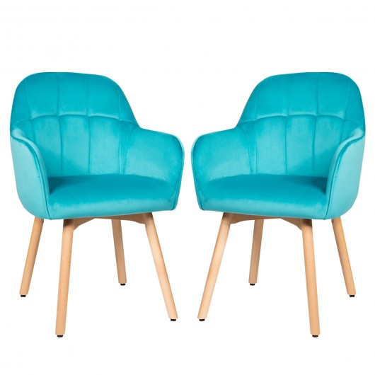 Set of 2 Mid-Back Accent Leisure Armchairs-Blue
