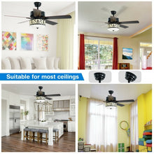 Load image into Gallery viewer, 52&quot; Ceiling Fan with Light Reversible Blade and Adjustable Speed-Black
