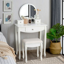Load image into Gallery viewer, Vanity Set with Large Round Mirror and 3 Drawers
