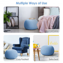 Load image into Gallery viewer, 100% Cotton Hand Knitted Pouf Floor Seating Ottoman-Blue
