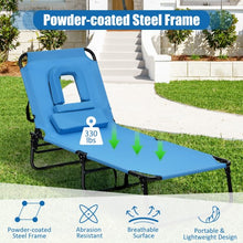Load image into Gallery viewer, Outdoor Folding Chaise Beach Pool Patio Lounge Chair Bed with Adjustable Back and Hole
