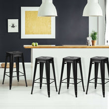 Load image into Gallery viewer, 30" Height Set of 4 High Back Metal Industrial Bar Stools-Black
