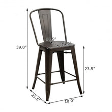 Load image into Gallery viewer, Set of 4 Rustic Metal Wood Bar Chairs with Seat-Gun
