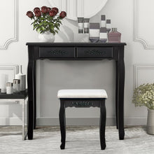 Load image into Gallery viewer, Vanity Table Set with Oval Mirror and 4 Drawers-Black
