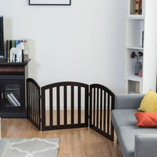 Load image into Gallery viewer, 24&#39;&#39; Configurable Folding Standing 3 Panel Wood Pet Fence-Brown
