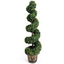 Load image into Gallery viewer, 2-Set 4&#39; Artificial  D�cor Green Boxwood Spiral Tree
