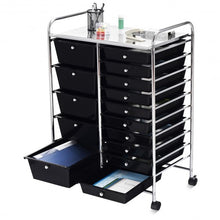 Load image into Gallery viewer, 15-Drawer Utility Rolling Organizer Cart Multi-Use Storage-Black

