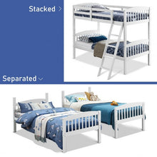 Load image into Gallery viewer, Hardwood Twin Bunk Beds with Individual Kid Bed Ladder-White
