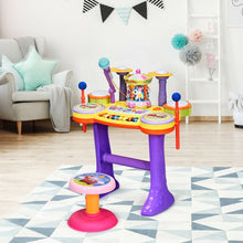Load image into Gallery viewer, 3-in-1 Kid Piano Keyboard Drum Set with Carousel Music Box
