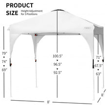 Load image into Gallery viewer, 8&#39; x 8&#39; Outdoor Pop Up Tent Canopy Camping Sun Shelter with Roller Bag-White

