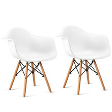 Load image into Gallery viewer, Set of 2 Mid-Century Dining Arm Chairs with Wood Legs
