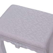 Load image into Gallery viewer, Wooden Vanity Set with 360° Rotating Oval Mirror and Cushioned Stool-White
