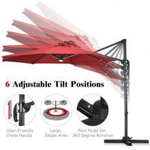 Load image into Gallery viewer, 10 Ft Patio Offset Cantilever Umbrella with Solar Lights-Wine
