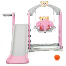 Load image into Gallery viewer, 3 in 1 Toddler Climber and Swing Set Slide Playset-Pink
