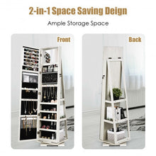 Load image into Gallery viewer, 360? Rotatable Armoire 2-in-1 Lockable Mirrored Jewelry Cabinet-White
