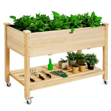 Load image into Gallery viewer, Wood Elevated Planter Bed with Lockable Wheels Shelf and Liner
