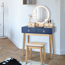 Load image into Gallery viewer, Makeup Vanity Table Set 3 Color Lighting Dressing Table-Navy
