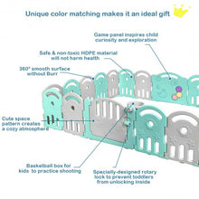 Load image into Gallery viewer, 20-Panel Playpen with Music Box &amp; Basketball Hoop-Light Green
