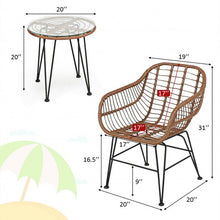 Load image into Gallery viewer, 3 Pcs Patio Rattan Bistro Set with Cushion-White
