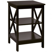 Load image into Gallery viewer, 3-Tier Nightstand End Table with X Design Storage -Espresso
