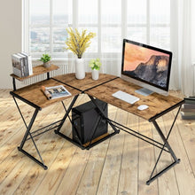 Load image into Gallery viewer, L-Shaped Desk Reversible Corner Computer Desk with Movable Shelf &amp; CPU Stand-RB
