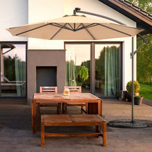 Load image into Gallery viewer, 10 Inch Patio Hanging Solar LED Umbrella Sun Shade with Cross Base-Beige
