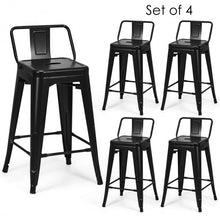 Load image into Gallery viewer, 24" Set of 4 Low Back Metal Counter Stool Stools-Black
