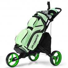 Load image into Gallery viewer, Folding 3 Wheels Golf Push Cart with Bag Scoreboard Adjustable Handle -Green
