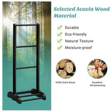 Load image into Gallery viewer, 3-Bar Acacia Wood Freestanding Bathroom Towel Rack  w/Bottom Storage Shelf-Black
