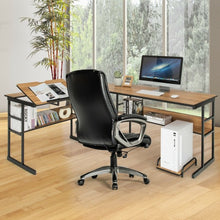 Load image into Gallery viewer, L-Shaped Computer Desk with Tiltable Tabletop-Walnut
