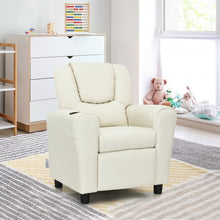 Load image into Gallery viewer, Children PU Leather Recliner Chair with Front Footrest-Beige
