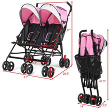Load image into Gallery viewer, Foldable Twin Baby Double Stroller Ultralight Umbrella Kids Stroller-Pink
