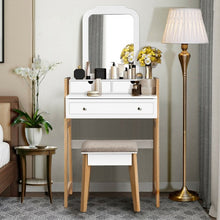 Load image into Gallery viewer, Makeup Vanity Table Dressing table and Cushioned Stool Set
