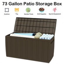 Load image into Gallery viewer, 80 Gallon Plastic Deck Storage Box Tool Box Patio Storage Container-Brown
