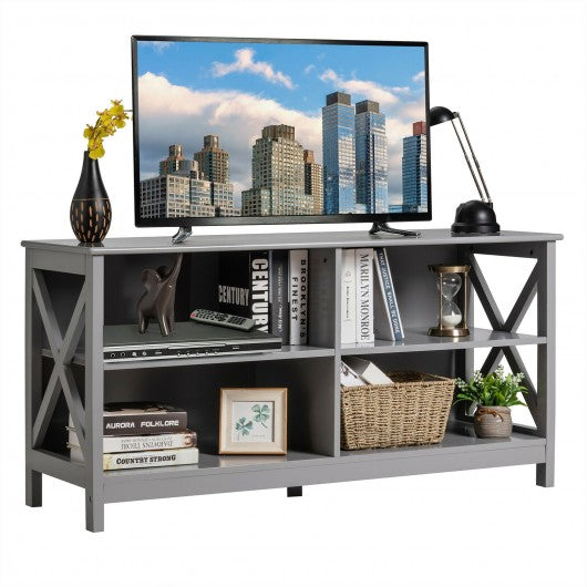 Wooden TV Stand Entertainment Media Center -Gray