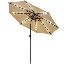 Load image into Gallery viewer, 9 Ft and 32 LED Lighted Solar Patio Market Umbrella Shelter with Tilt and Crank-Beige

