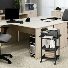 Load image into Gallery viewer, 3-tier Adjustable Printer Stand with 360? Swivel Casters-Black
