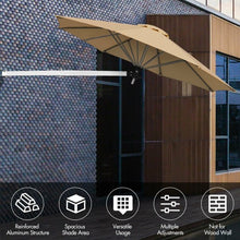 Load image into Gallery viewer, 8ft Wall-Mounted Telescopic Folding Tilt Aluminum Sun Shade Umbrella-Beige
