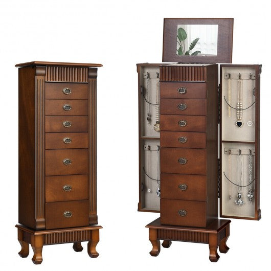 Wooden Jewelry Cabinet Storage Organizer with 7 Drawers