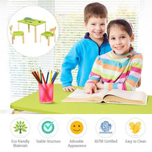 Load image into Gallery viewer, 3 Piece Kids Wooden Activity Table and 2 Chairs Set-Green
