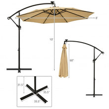 Load image into Gallery viewer, 10 Ft Solar LED Offset Umbrella with 40 Lights and Cross Base for Patio-Tan
