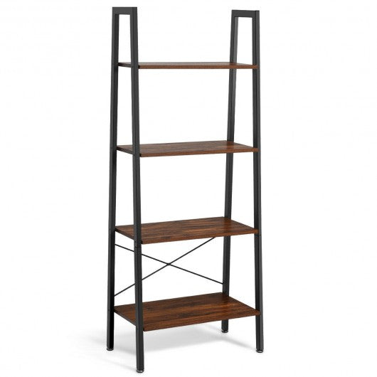 4-Tier Ladder Shelf Bookcase Bookshelf Display Rack Plant Stand-Black