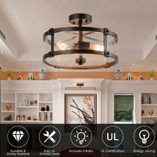Load image into Gallery viewer, 3-Light Living Room Retro Flush Mount Ceiling Light
