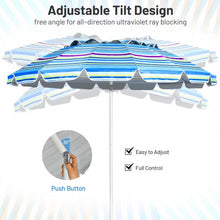 Load image into Gallery viewer, 8FT Portable Beach Umbrella with Sand Anchor and Tilt Mechanism for Garden and Patio-Blue

