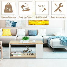 Load image into Gallery viewer, Coffee Table Sofa Side Table with Storage Shelves -Natural
