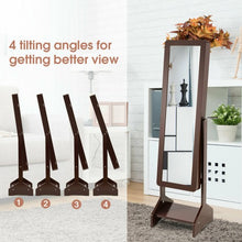 Load image into Gallery viewer, Standing Jewelry Cabinet with Full-length Mirror-Coffee
