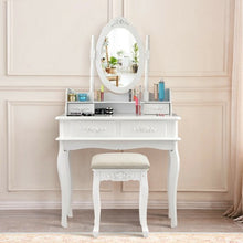 Load image into Gallery viewer, Mirror Jewelry Storage Makeup Dressing Table Vanity Set
